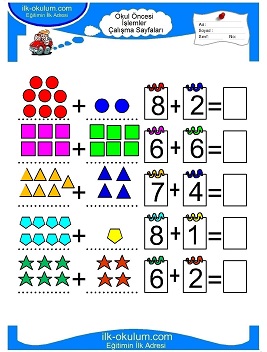 Çocuklar İçin toplam işlemi yaprak testleri 